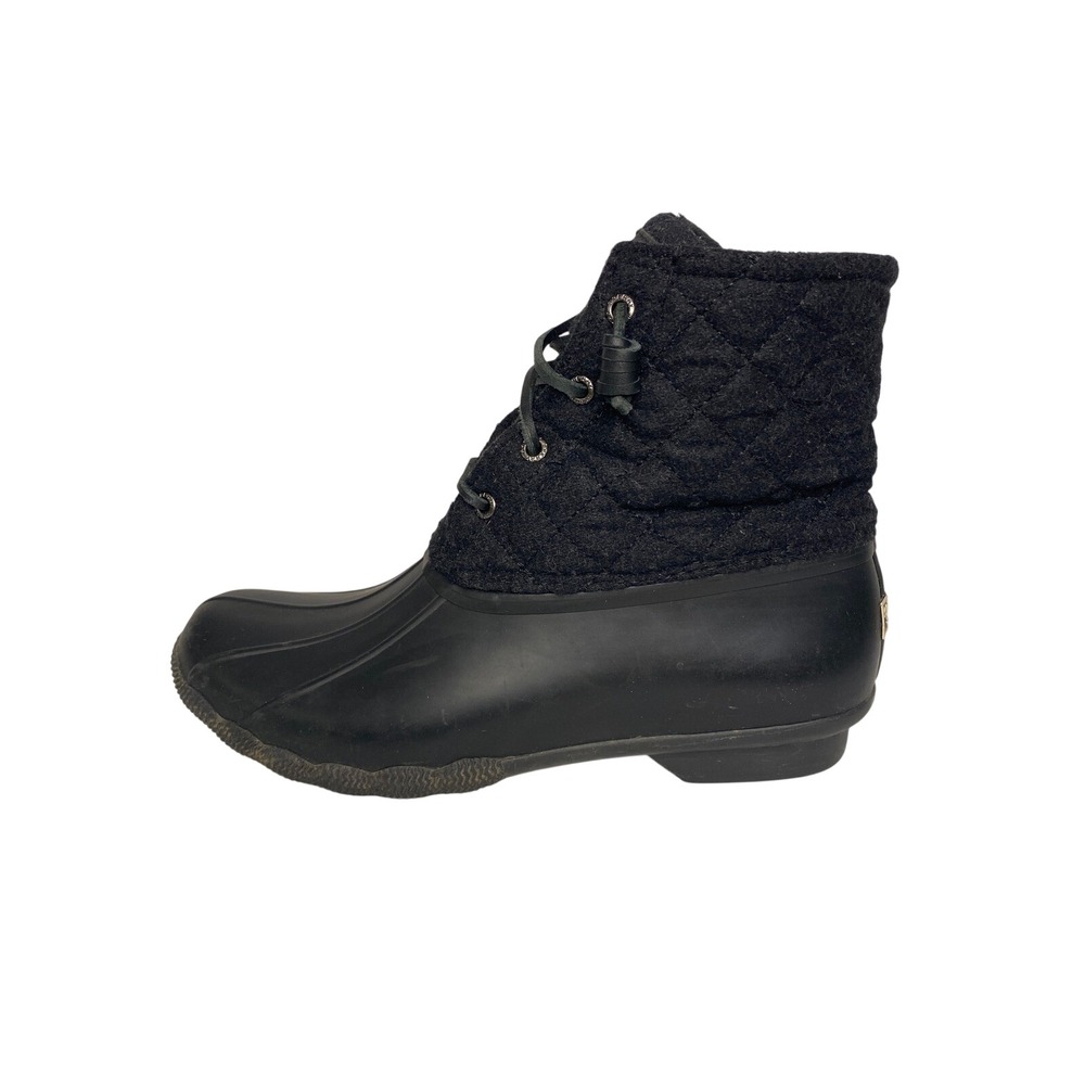 Sperry Saltwater Quilted Wool Duck Rain Boots Black Womens 10 Hiking Snow
